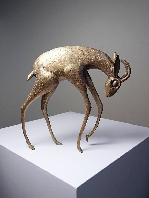 Sujet Africain bronze à la cire perdue Antilope ou Gazelle stylisé originale | Puces Privées