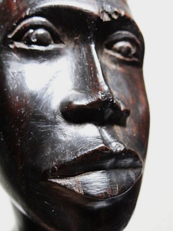 Couple de bustes Malgaches bois exotique foncé sculpté artisanat années 40-70 | Puces Privées
