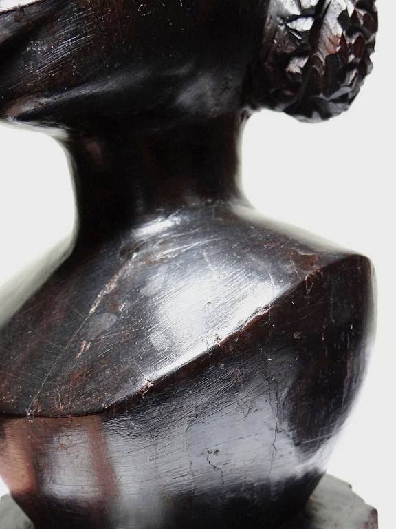Couple de bustes Malgaches bois exotique foncé sculpté artisanat années 40-70 | Puces Privées