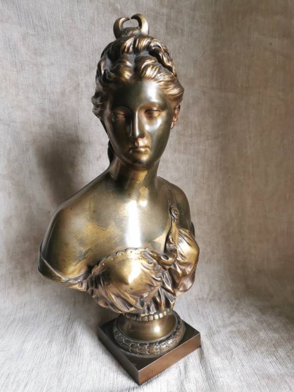No - 615 - Buste en bronze de Diane d' après Houdon Jean Antoine | Puces Privées
