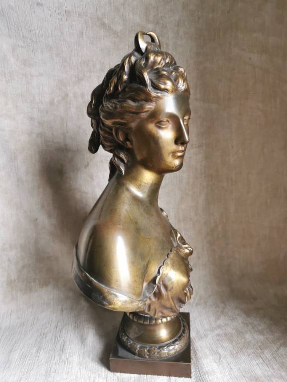 No - 615 - Buste en bronze de Diane d' après Houdon Jean Antoine | Puces Privées