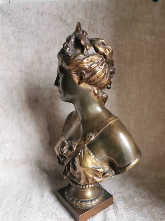 No - 615 - Buste en bronze de Diane d' après Houdon Jean Antoine | Puces Privées