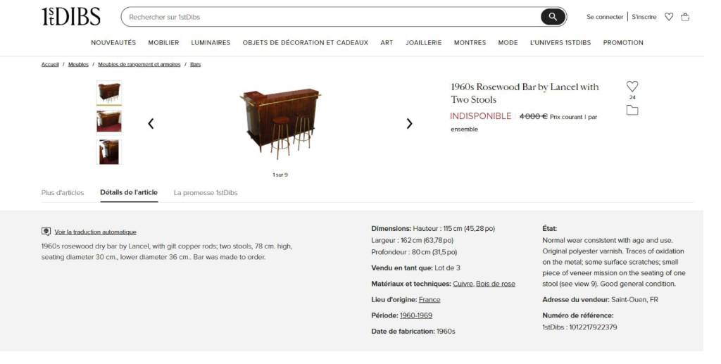 Bar années 60 en Palissandre | Puces Privées