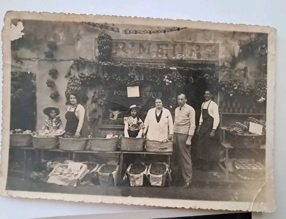 Photo Ancienne Scène De Marché Primeur Marchandes Fruit Légume Vieux Metier Rare | Puces Privées