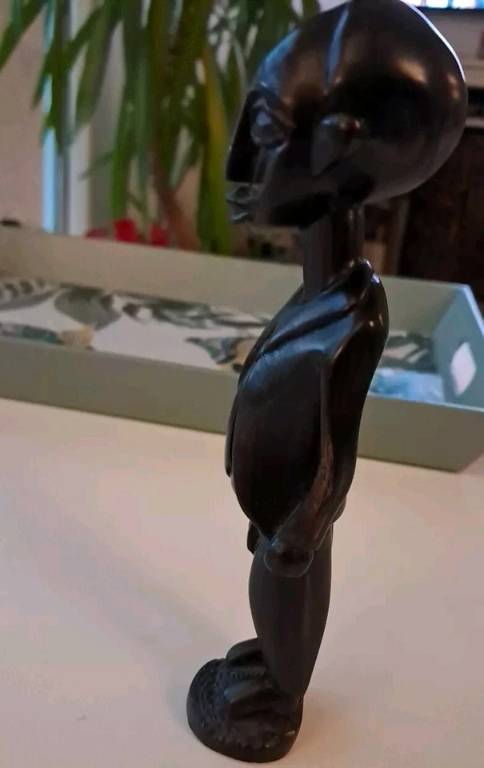 Sculpture Bois EBENE ancien BI COLORE AFRIQUE statue 18cm rare collection Colon | Puces Privées