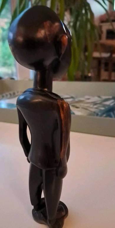 Sculpture Bois EBENE ancien BI COLORE AFRIQUE statue 18cm rare collection Colon | Puces Privées