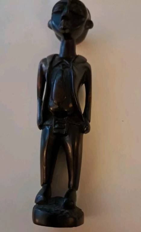 Sculpture Bois EBENE ancien BI COLORE AFRIQUE statue 18cm rare collection Colon | Puces Privées