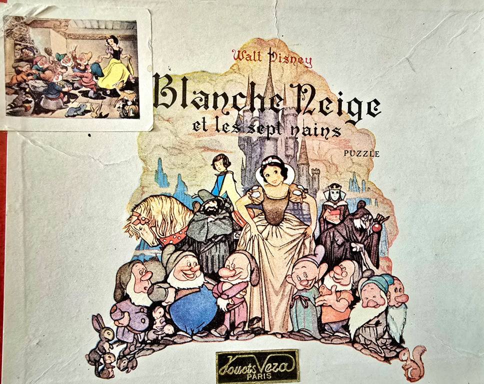 Puzzle en bois de 1958, Blanche neige et 7 nains Walt Disney® | Puces Privées