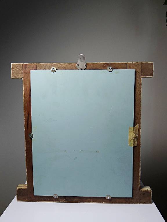 Miroir fenêtre Rajasthan en os peint main décor cavalier ancien début XXe | Puces Privées