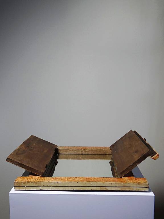 Miroir fenêtre Rajasthan en os peint main décor cavalier ancien début XXe | Puces Privées