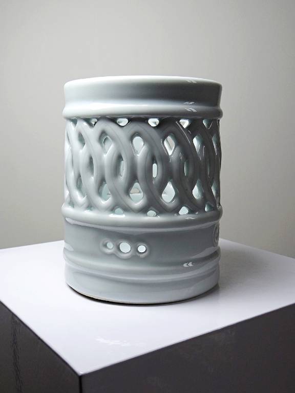 Porte-pinceaux porcelaine réticulée céladon Corée style Joseon XXe | Puces Privées