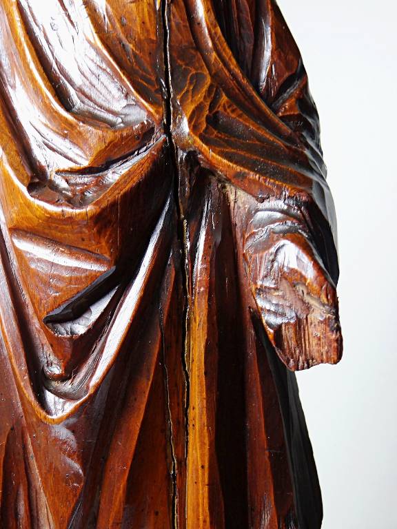 Sculpture religieuse Vierge ancienne en bois sculpté, Immaculée Conception | Puces Privées