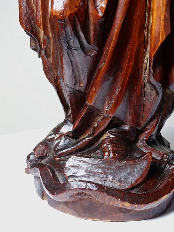 Sculpture religieuse Vierge ancienne en bois sculpté, Immaculée Conception | Puces Privées