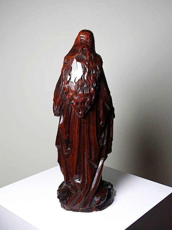 Sculpture religieuse Vierge ancienne en bois sculpté, Immaculée Conception | Puces Privées