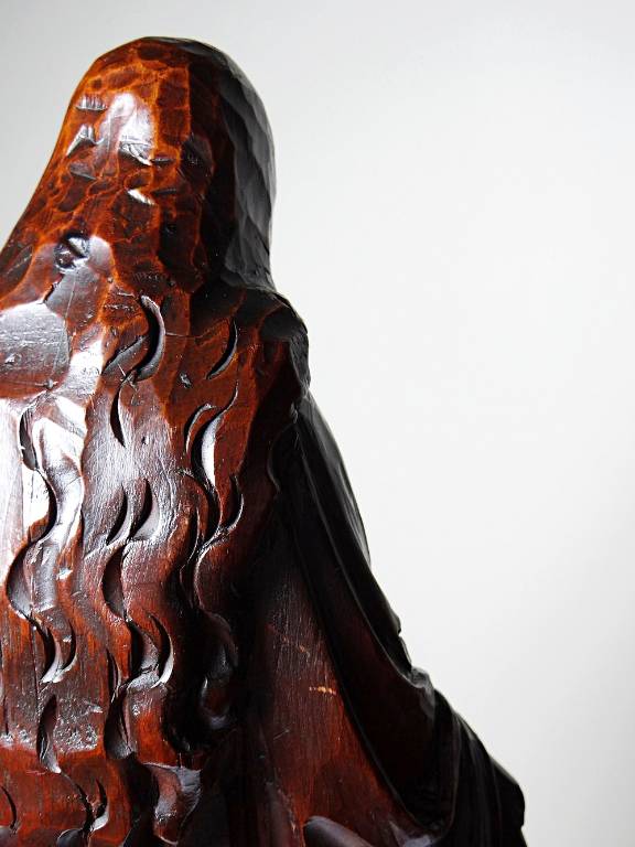 Sculpture religieuse Vierge ancienne en bois sculpté, Immaculée Conception | Puces Privées