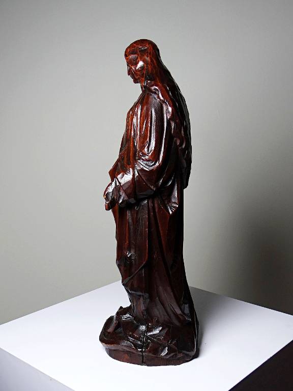 Sculpture religieuse Vierge ancienne en bois sculpté, Immaculée Conception | Puces Privées