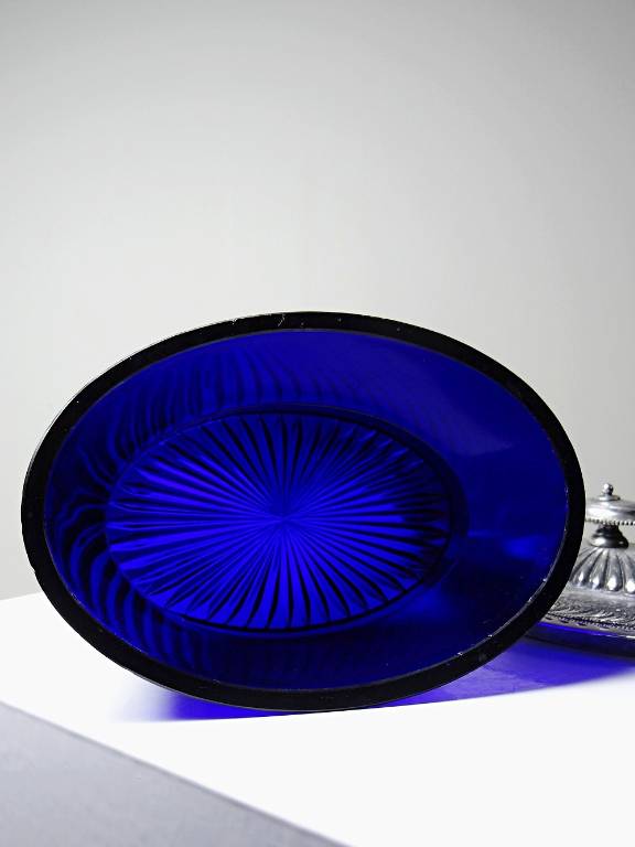 Bonbonnière victorienne att. George T. & Co verre cobalt et métal argenté XIXe | Puces Privées