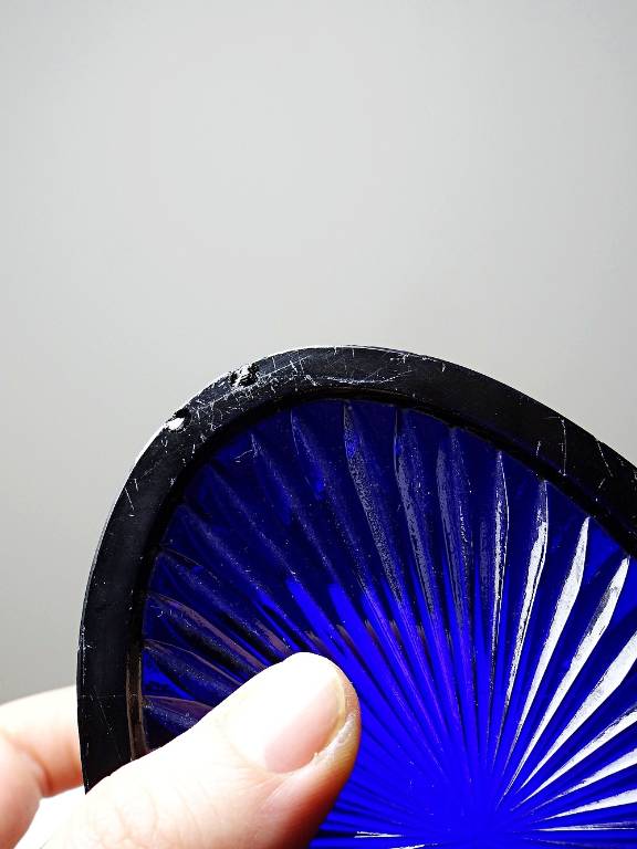 Bonbonnière victorienne att. George T. & Co verre cobalt et métal argenté XIXe | Puces Privées