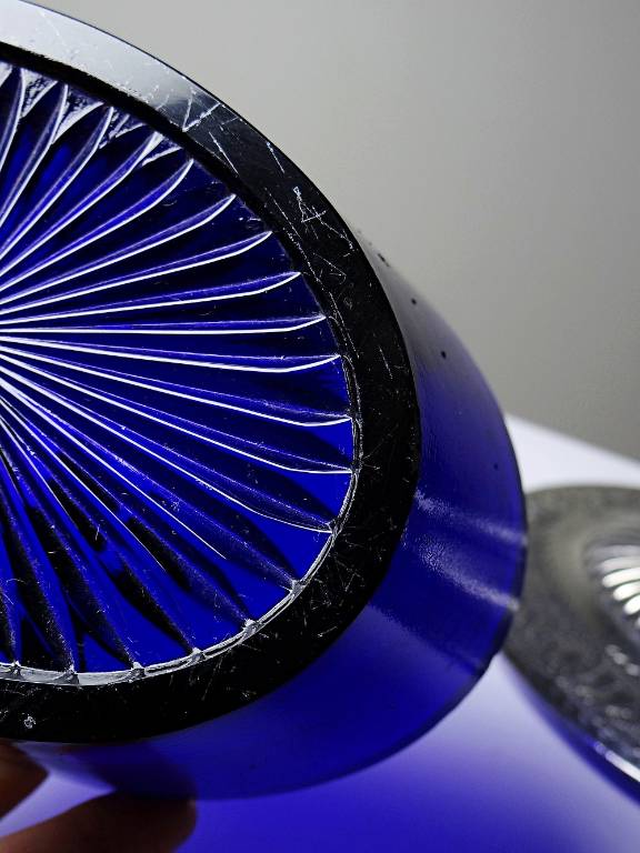 Bonbonnière victorienne att. George T. & Co verre cobalt et métal argenté XIXe | Puces Privées