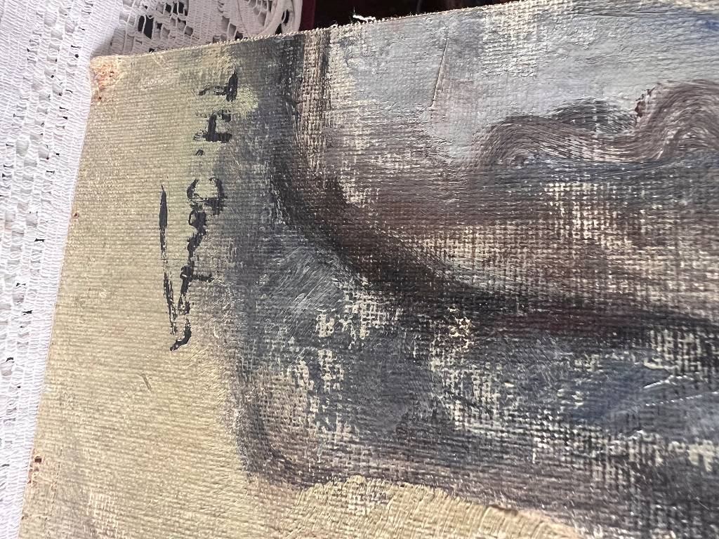 HUILE SUR PANNEAU - PORTRAIT FEMME NUE - 35 cm x 49 cm | Puces Privées