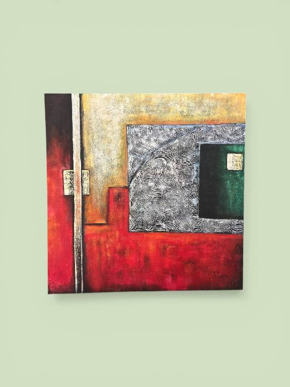 AUBERT - ACRYLIQUE SUR TOILE - 100 cm x100 cm PEINTURE ABSTRAITE | Puces Privées