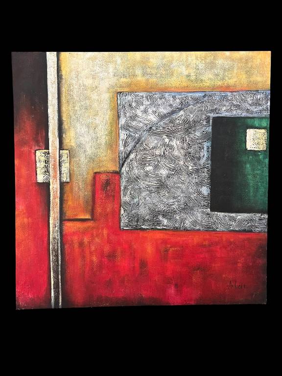 AUBERT - ACRYLIQUE SUR TOILE - 100 cm x100 cm PEINTURE ABSTRAITE | Puces Privées