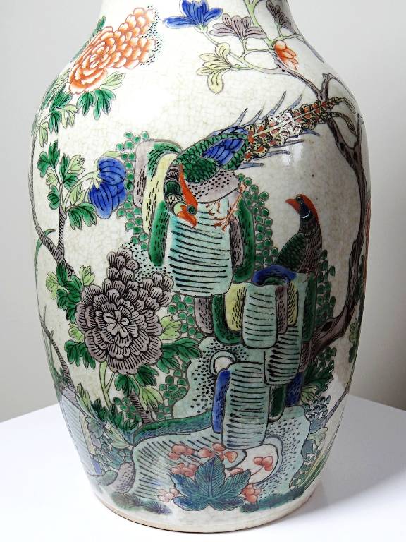 Grand vase chinois grès porcelaineux craquelé 