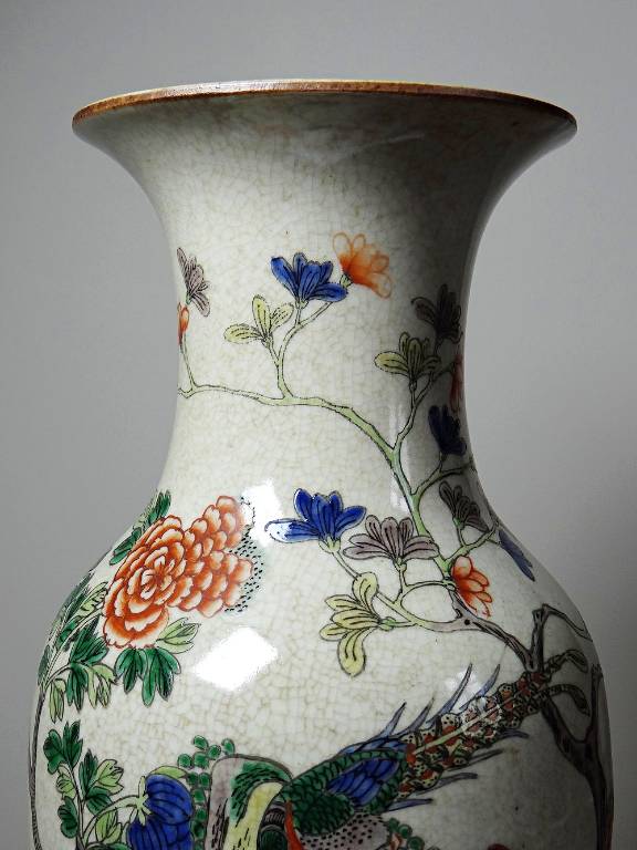 Grand vase chinois grès porcelaineux craquelé 