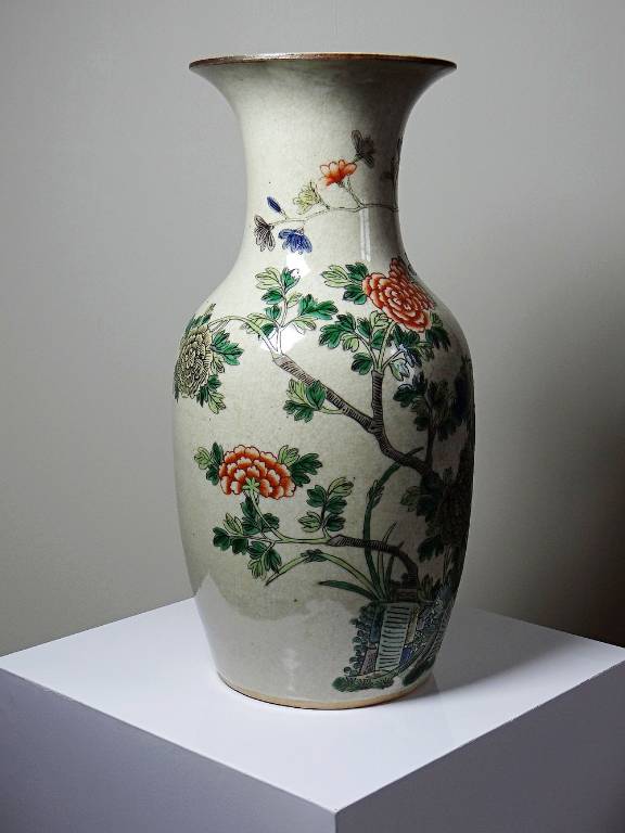 Grand vase chinois grès porcelaineux craquelé 