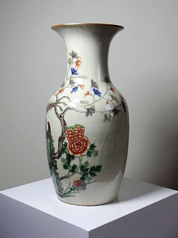 Grand vase chinois grès porcelaineux craquelé 