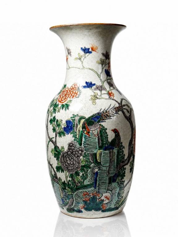 Grand vase chinois grès porcelaineux craquelé 