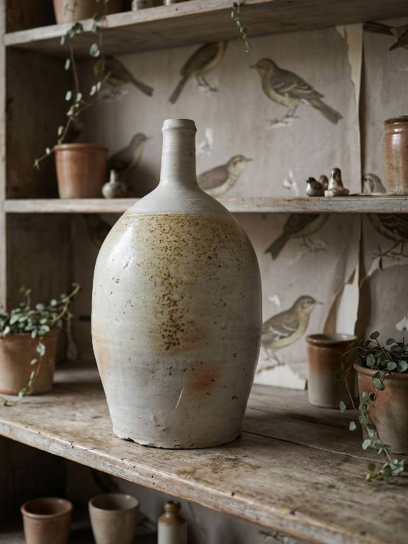 Bonbonne ancienne en grès de Puisaye émaillé, artisanat fin XIXe début XXe | Puces Privées
