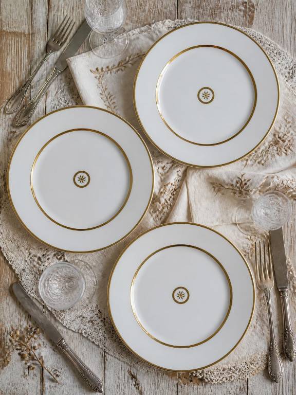 3 Assiettes plates en porcelaine Bernardaud Limoges modèle Sparte vintage | Puces Privées