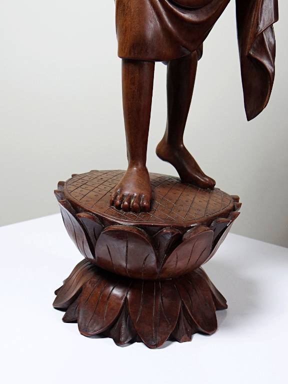 Grande sculpture en bois artisanal vintage 
