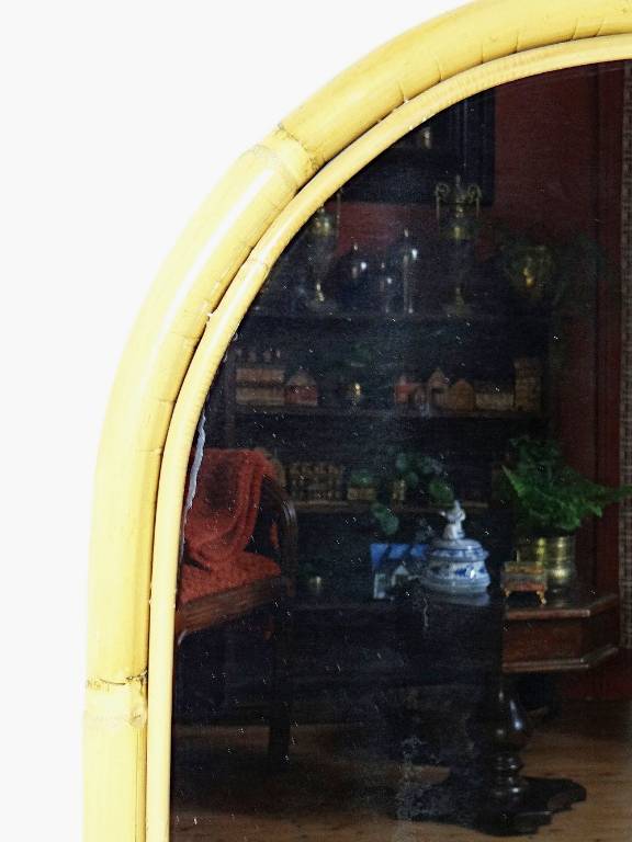 Grand miroir mural arche en bambou Italien, style Riviera, années 50-60 | Puces Privées