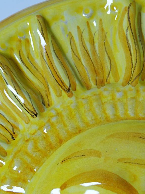 Plaque murale soleil anthropomorphe en majolique de Vietri artisanal vintage | Puces Privées