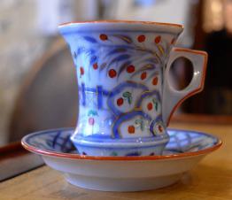 No - 287 - ROBJ  PARIS porcelaine de Limoges , verseuse , sucrier pot à lait blanc et or  . | Puces Privées