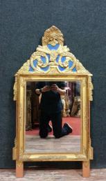 Très grand miroir Louis XV Rocaille en bois a patine dorée vers 1900-1920 | Puces Privées