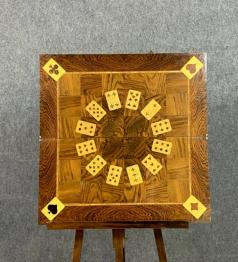 Rare et Superbe table a jeux époque Art Déco en marqueterie de bois Nobles vers 1925 | Puces Privées