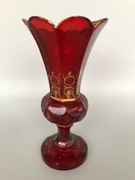 No - 480 - Vase ancien en verre décor émaillé de pensées , époque 1900 type Legras non signé . | Puces Privées
