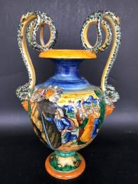 No - 430 - Bouteille et six gobelets en porcelaine de Couleuvre XX ème siècle . Edition d 'art | Puces Privées