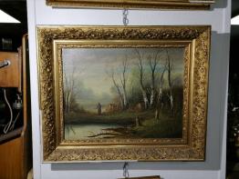 François Bonnet (1811-1894) Grande huile sur toile Paysage d' hiver | Puces Privées