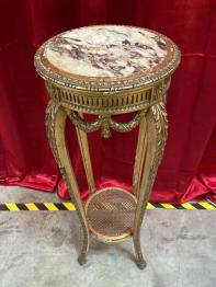 Très Rare table volante d'apparat Empire en acajou blond et cariatides en bois doré et laqué | Puces Privées