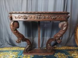 Superbe console Louis XVI en bois laqué et rechampi et doré vers 1880-1900 | Puces Privées