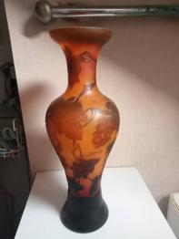 vase ancien décor fruit hauteur 27 cm diamètre 8 cm | Puces Privées