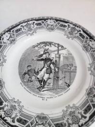 assiette ancienne décor main diamètre 25,5 cm | Puces Privées