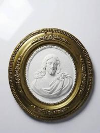 No - 272 - Bénitier ange au deux enfants  en biscuit | Puces Privées