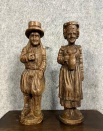 Belle statue antique en bois sculpté Bouddha | Puces Privées