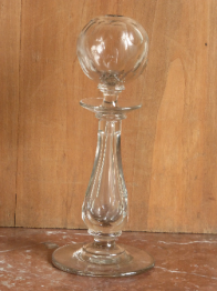 Lampe à huile en verre soufflé de berger XIXème sur pied d'ouche bon état, Art populaire, Collections | Puces Privées