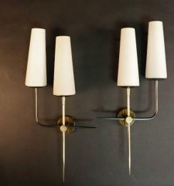 Paire d'appliques en bronze Maison Arlus 1950, Appliques, Luminaires | Puces Privées